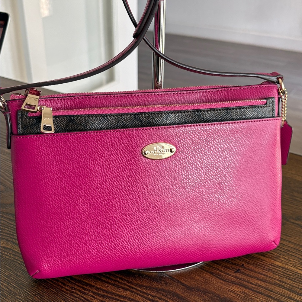 Coach East/West Pop Sunset Red Crossbody Including Removable Coach Pouch - Picture 7 of 12